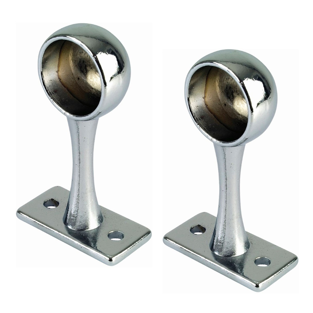 25mm Round Chrome End Hanging Bracket Set of Two