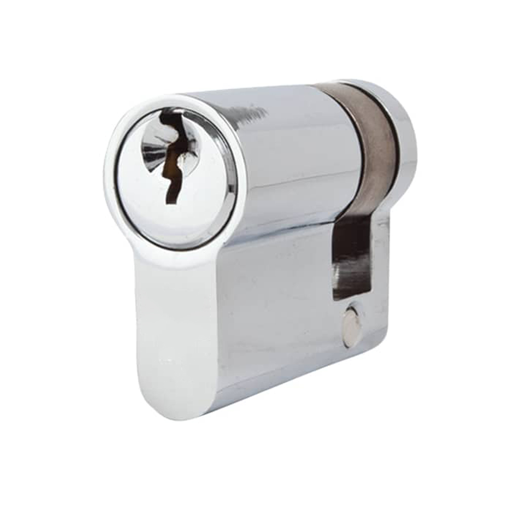 35/10 Half Euro Cylinder 6 Pin Polished Chrome