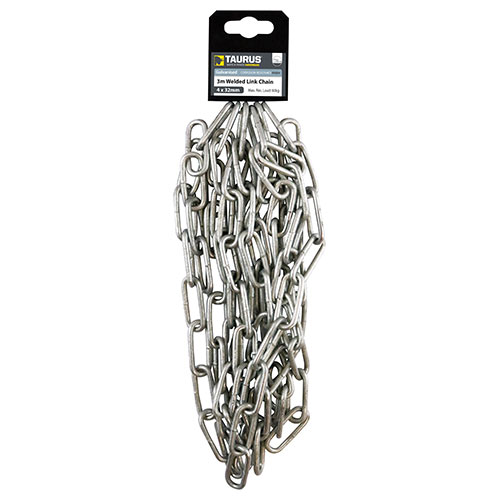 Welded Link Chain 4 x 32 x 8mm Galvanised 3 meter
