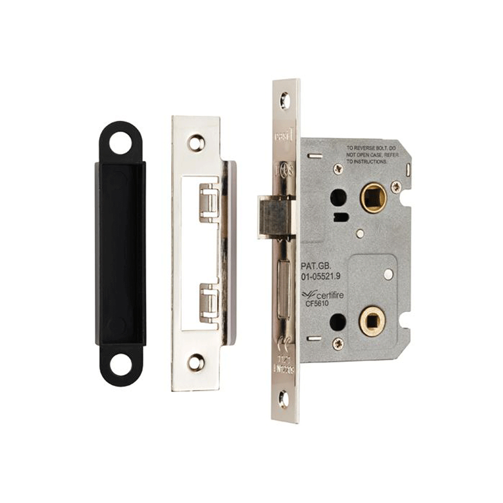 Bathroom Mortice Lock 2.5&quot; (64mm) Polished Nickel