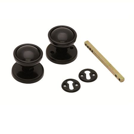 Rim Knob Mortice Furniture Black Plastic