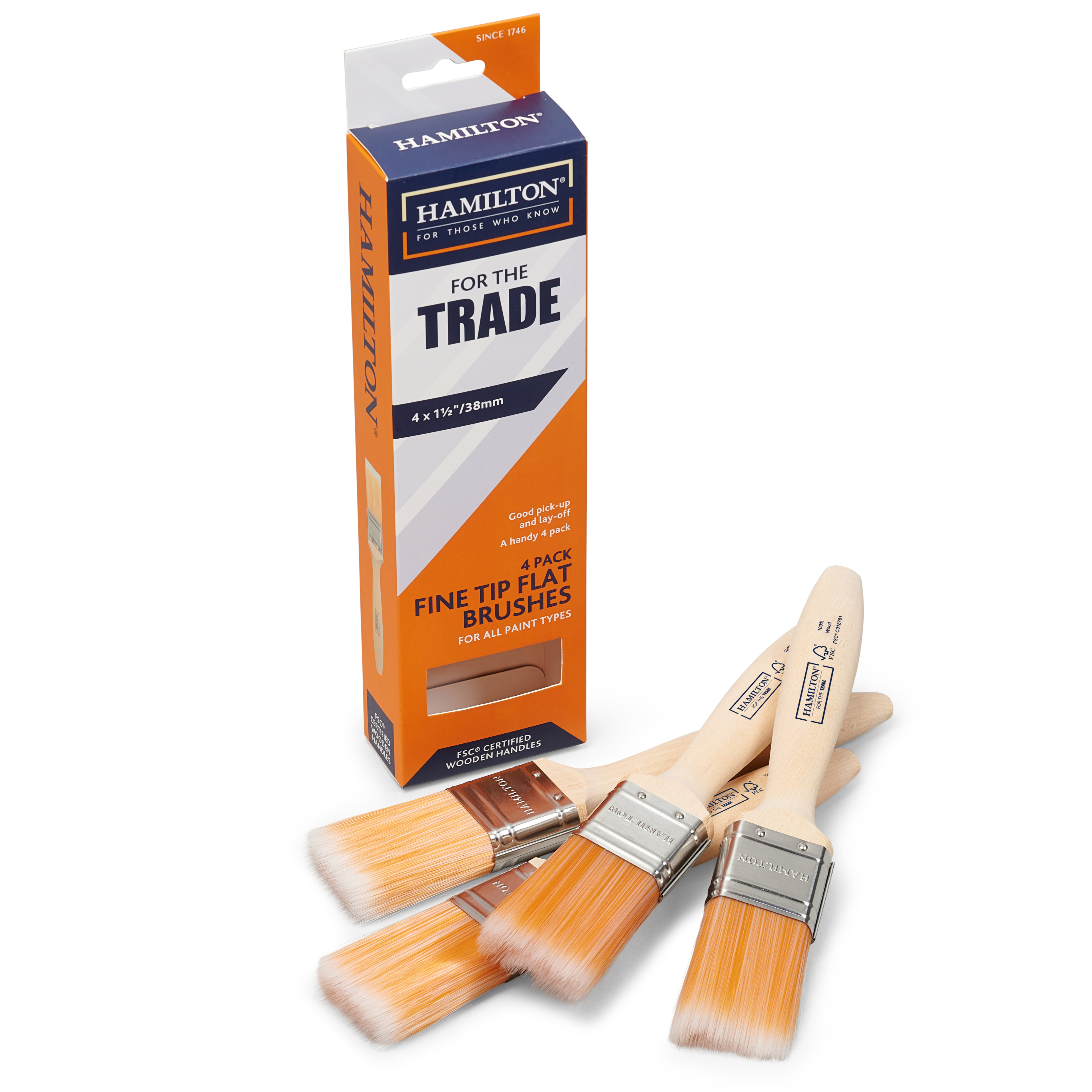 Fine Tip Flat Brush 4 Pack