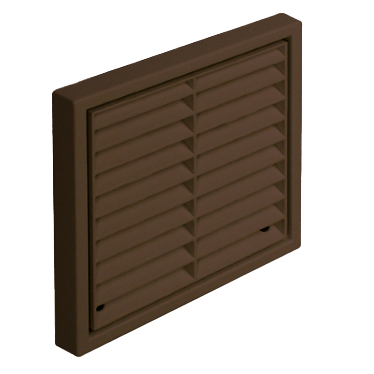 Fixed Louvre Vent Grille With 100mm Round Spigot Brown