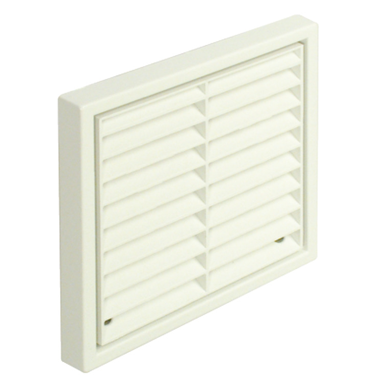 Fixed Louvre Vent Grille With 100mm Round Spigot White