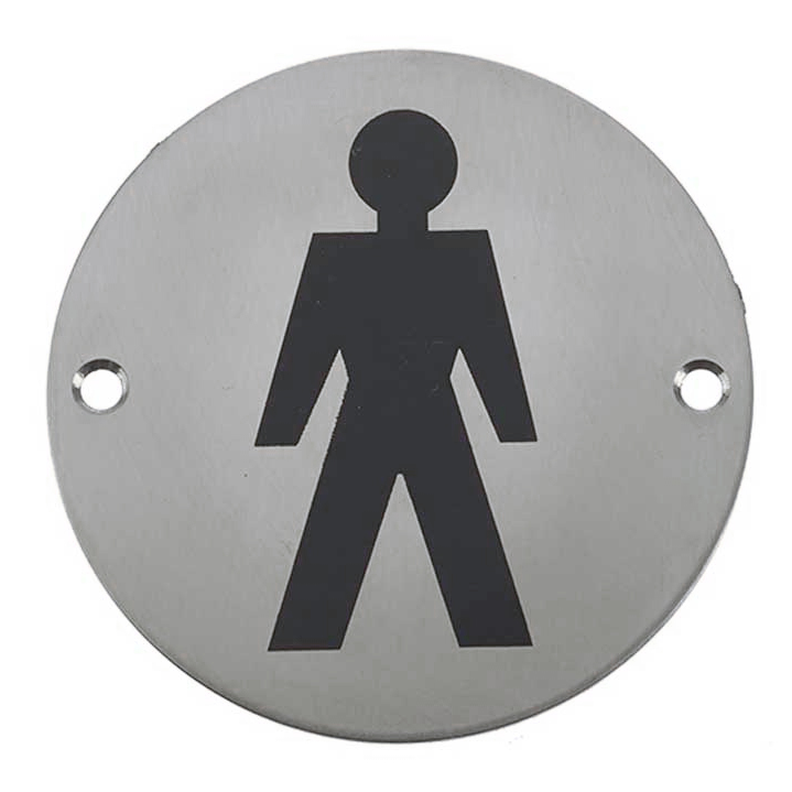 Male Pictogram Sign 75mm Stainless Steel