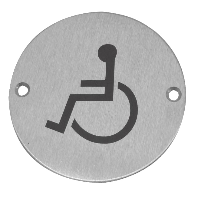 Disabled Pictogram Sign 75mm Stainless Steel