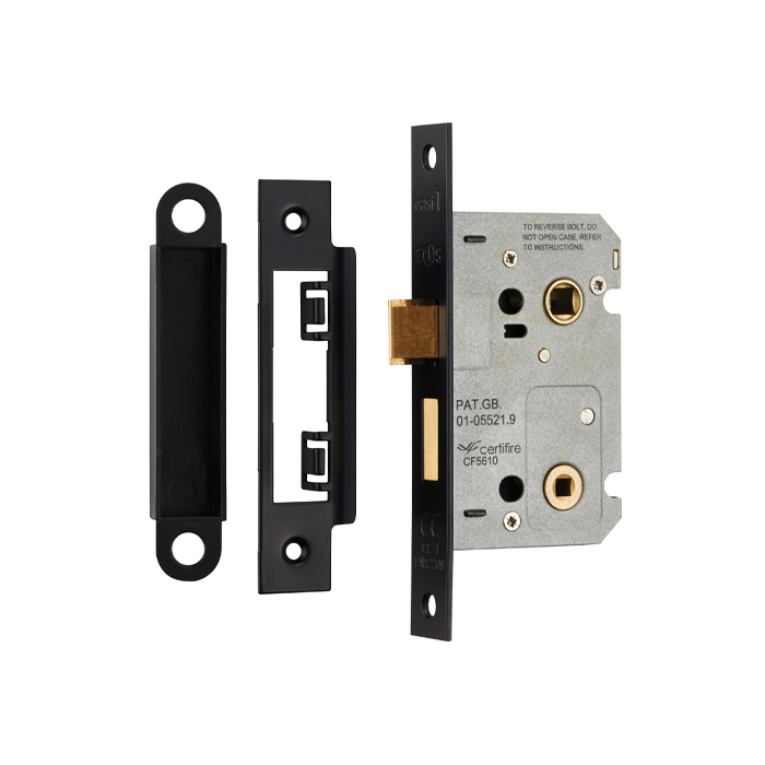 Bathroom Mortice Lock 2.5&quot; (64mm) Matt Black