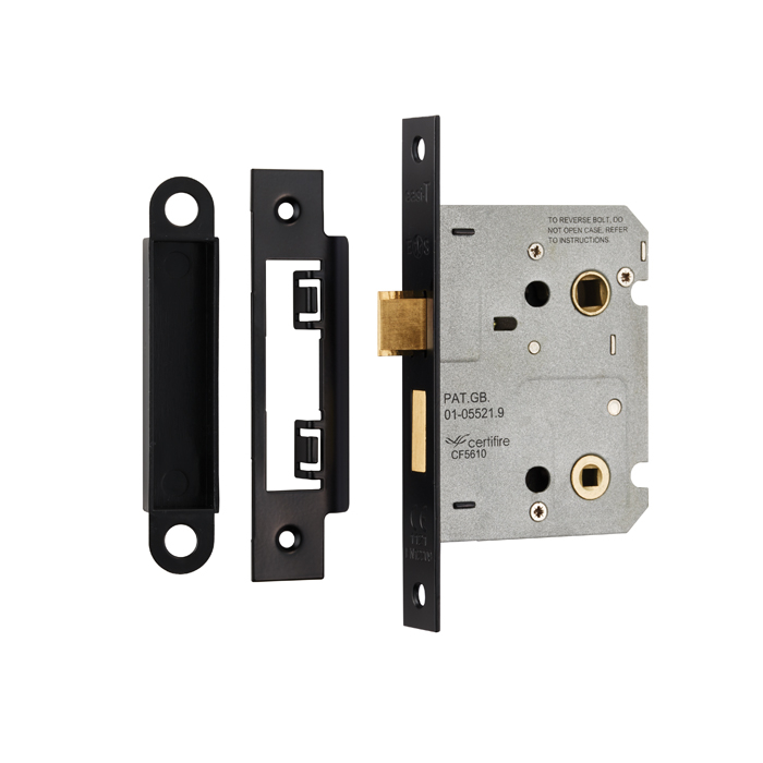 Bathroom Mortice Lock 3.0&quot; (76mm) Matt Black