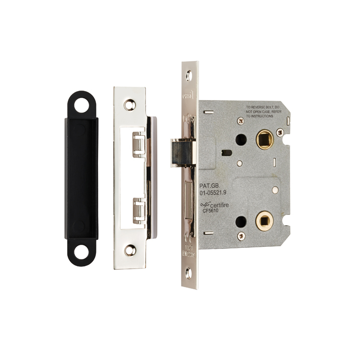 Bathroom Mortice Lock 3.0&quot; (76mm) Polished Nickel