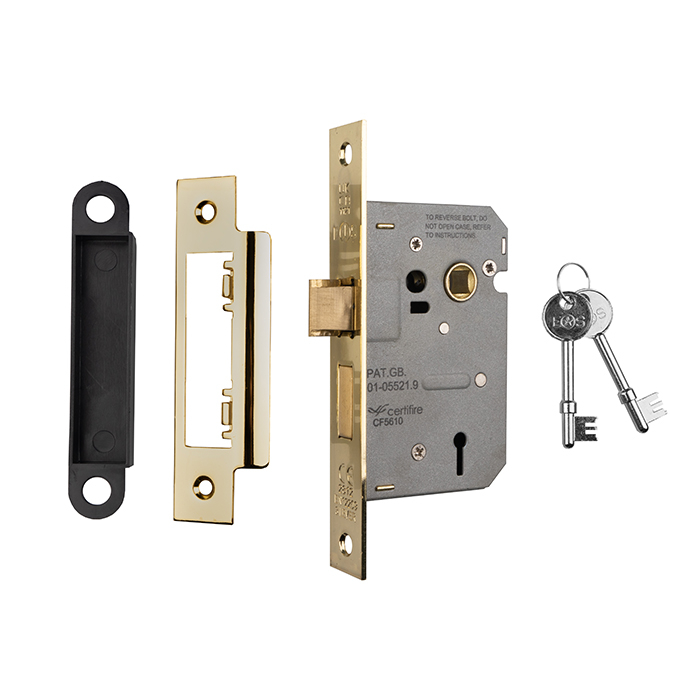 3 Lever - 2.5&quot; (64mm) Mortice Sashlock Electro Brass