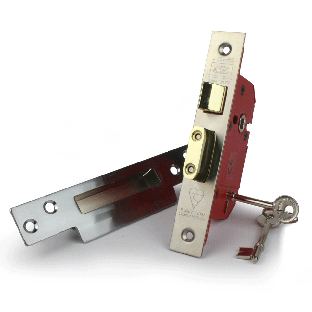 UNION 5 Lever British Standard - 2.5&quot; (68mm) Strongbolt Sashlock Silver